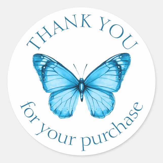 Elegant Butterflies THANK YOU for purchase CUSTOM Classic Round Sticker (Front)