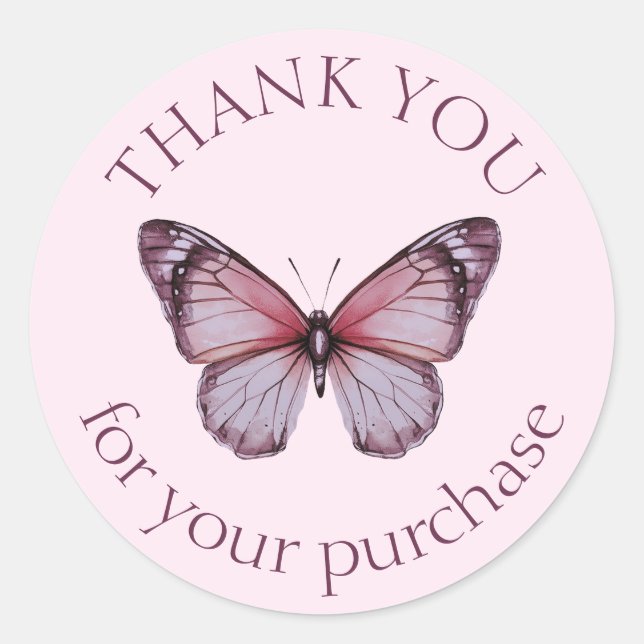 Elegant Butterflies THANK YOU for purchase CUSTOM Classic Round Sticker (Front)