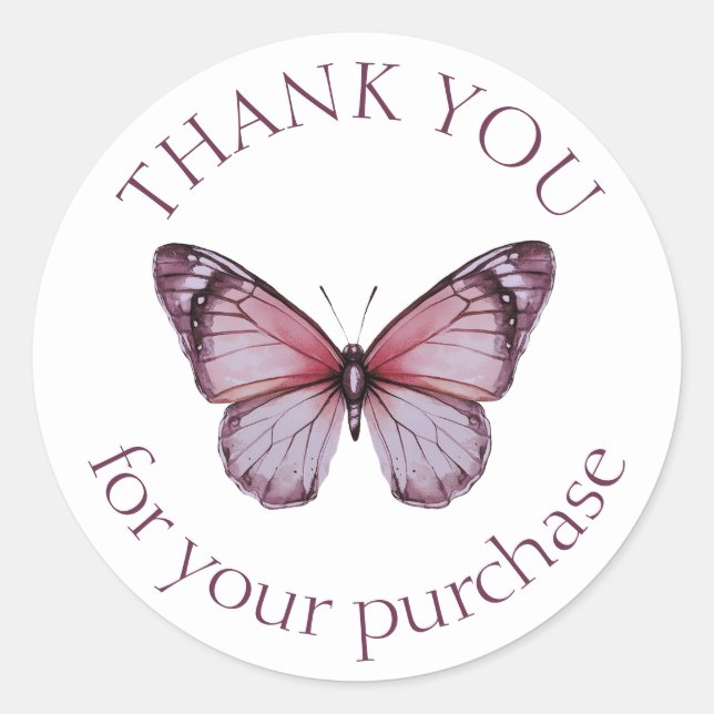 Elegant Butterflies THANK YOU for purchase CUSTOM Classic Round Sticker (Front)