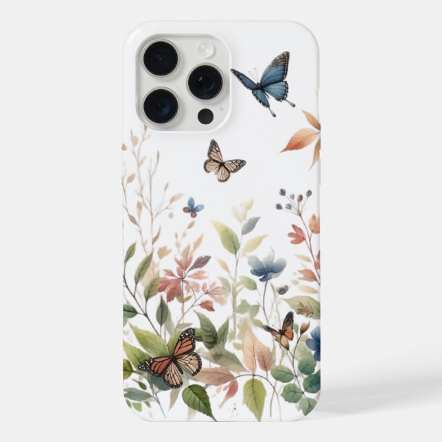 Elegant Butterflies with Lush Foliage iPhone Case (Back)