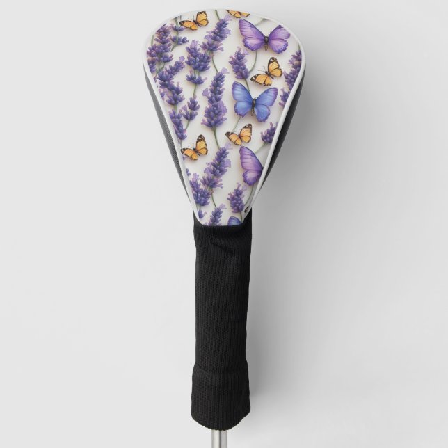 Elegant Butterfly and Lavender Design  Golf Head Cover (Front)