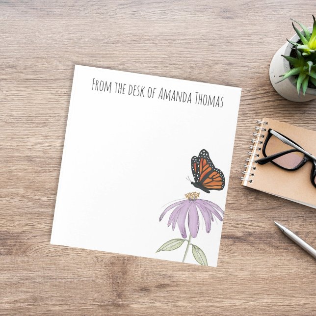 Elegant Butterfly and Purple Flower Stylish Notepad (Creator Uploaded)