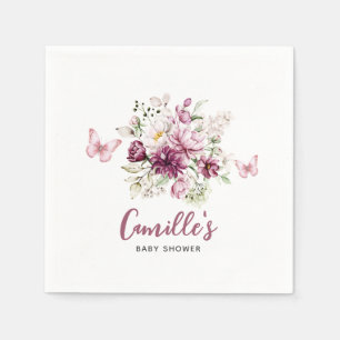 Elegant Butterfly Baby Shower Floral Napkin