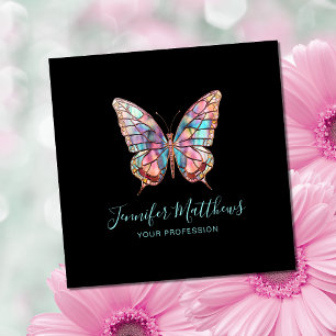 Elegant Butterfly Black Square Business Card
