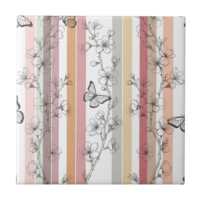 Elegant Butterfly Blossom (12) Tile (Front)