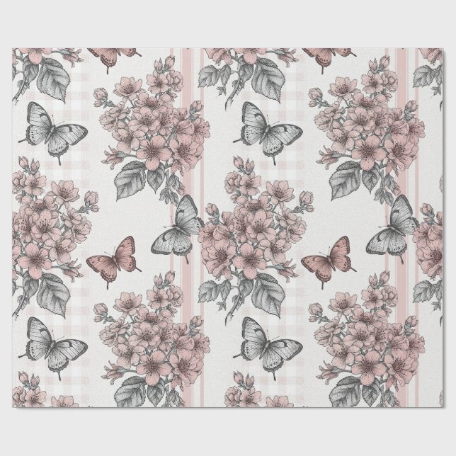 Elegant Butterfly Blossom (1) Wrapping Paper (Flat)