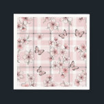 Elegant Butterfly Blossom (2) Napkin<br><div class="desc">Table Napkin - Delicate butterfly and cherry blossom line art in soft blush tones creates a calm,  feminine aesthetic—ideal for nature lovers,  minimalists,  and romantic style enthusiasts.</div>