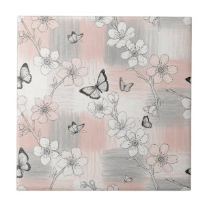 Elegant Butterfly Blossom (3) Tile