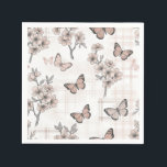 Elegant Butterfly Blossom (4) Napkin<br><div class="desc">Table Napkin - Delicate butterfly and cherry blossom line art in soft blush tones creates a calm,  feminine aesthetic—ideal for nature lovers,  minimalists,  and romantic style enthusiasts.</div>