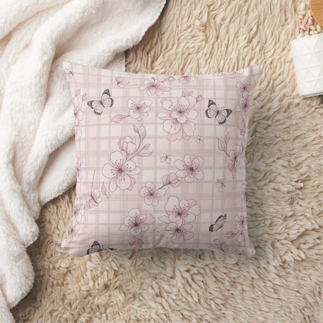 Elegant Butterfly Blossom (7) Throw Pillow (Blanket)