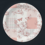 Elegant Butterfly Blossom (9) Paper Plate<br><div class="desc">Paper Plate - Delicate butterfly and cherry blossom line art in soft blush tones creates a calm, feminine aesthetic—ideal for nature lovers, minimalists, and romantic style enthusiasts.</div>