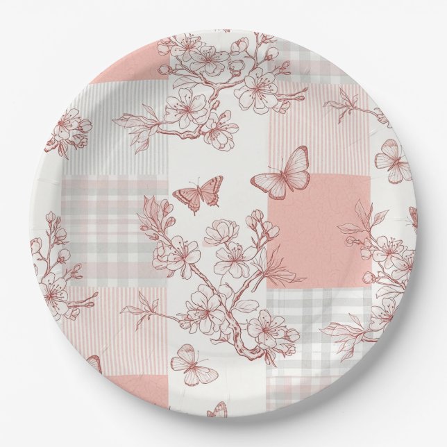 Elegant Butterfly Blossom (9) Paper Plate (Front)