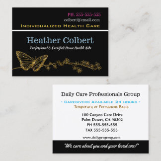 Elegant Butterfly Caregiver Trusting Professional Business Card
