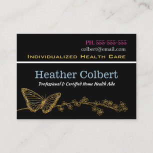 Elegant Butterfly Caregiver Trusting Professional  Business Card
