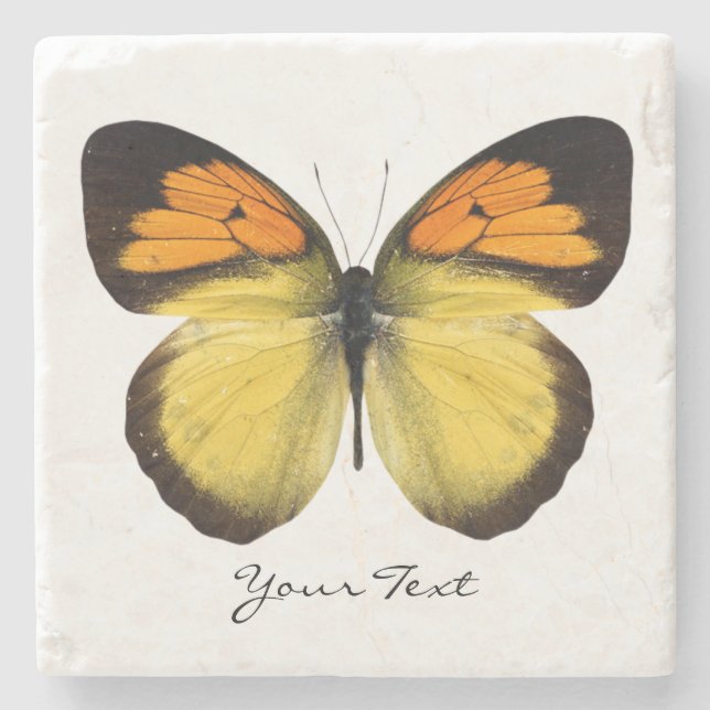 Elegant Butterfly Custom Stone Coaster (Front)