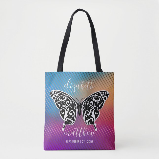 Elegant Butterfly Design with Amazing Sunset Tote Bag (Front)
