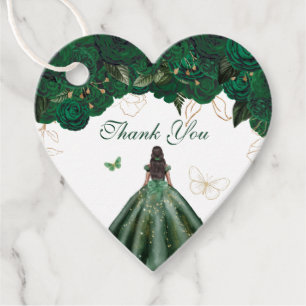 Elegant Butterfly Emerald Green Rose Floral Favou Favour Tags