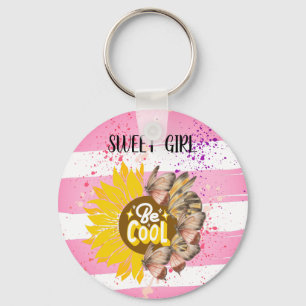 Elegant Butterfly Floral Aesthetic Keychain