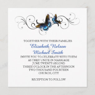 Elegant Butterfly Floral Swirls Wedding Invite