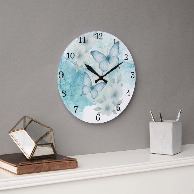 Elegant Butterfly Floral Wall Clock (Office)