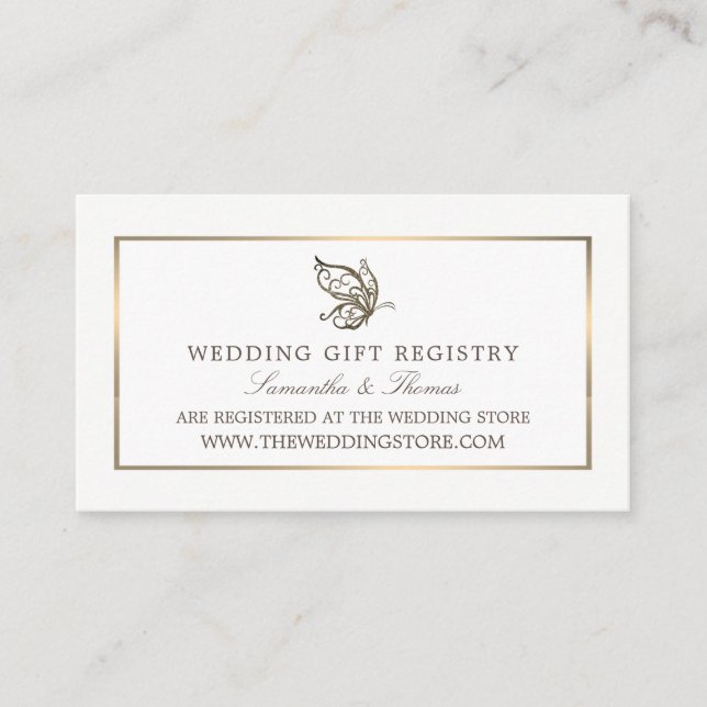 Elegant Butterfly, Gift Registry Enclosure Card (Front)