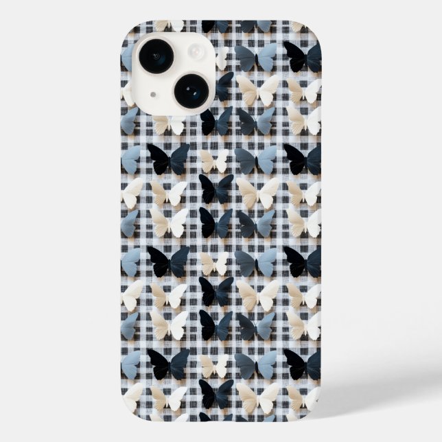 Elegant Butterfly Grid Pattern Case-Mate iPhone Case (Back)