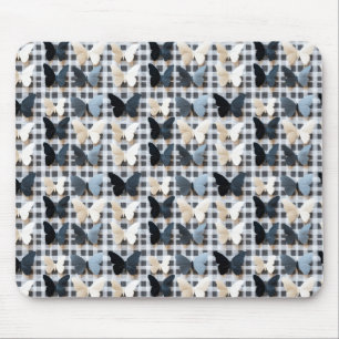 Elegant Butterfly Grid Pattern Mouse Pad