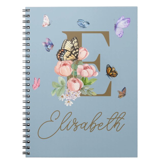 Elegant Butterfly Initial Notebook (Front)