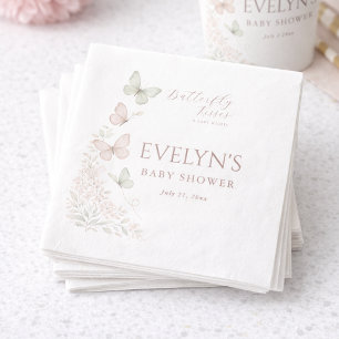 Elegant Butterfly Kisses Baby Wishes Baby Shower Napkin