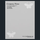 Elegant Butterfly - Light Grey Letterhead<br><div class="desc">A business letterhead with an attractive and elegant Butterfly motif in the top right and bottom left hand corners of the page positioned half an inch from the edges. Company name, address along with telephone, Fax and Mobile numbers in the top left corner. Web and email address aligned in the...</div>