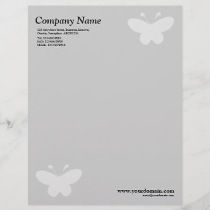 Elegant Butterfly - Light Grey Letterhead