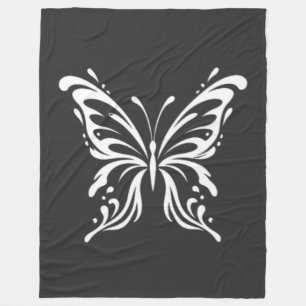 Elegant Butterfly Line Art Floral Aesthetic Design Fleece Blanket