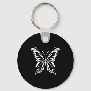 Elegant Butterfly Line Art Floral Aesthetic Design Keychain
