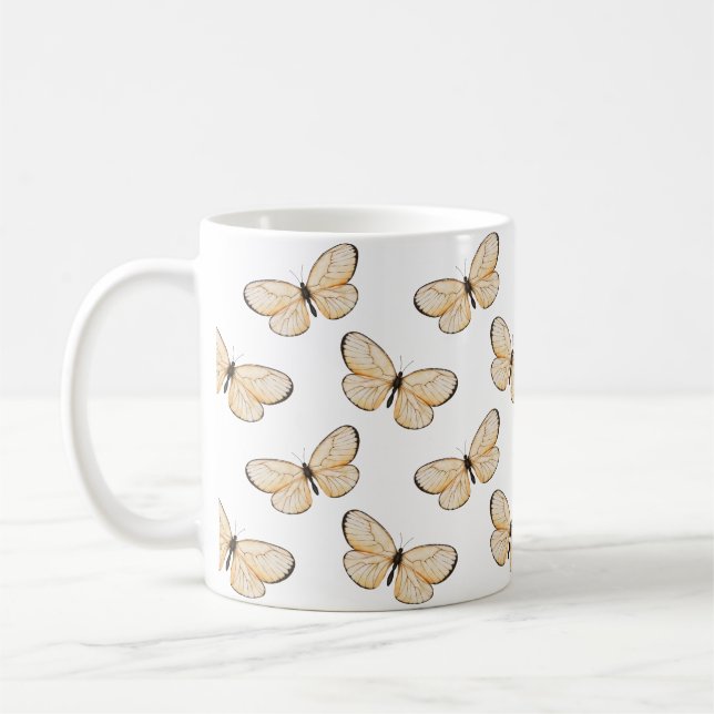 Elegant Butterfly Lover Pattern Coffee Mug (Left)