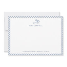 Elegant Butterfly Monogram Dusty Blue Gingham