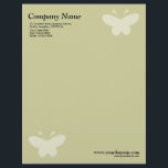 Elegant Butterfly Motif - Light Khaki Letterhead<br><div class="desc">A business letterhead with an attractive and elegant Butterfly motif in the top right and bottom left hand corners of the page positioned half an inch from the edges. Company name, address along with telephone, Fax and Mobile numbers in the top left corner. Web and email address aligned in the...</div>