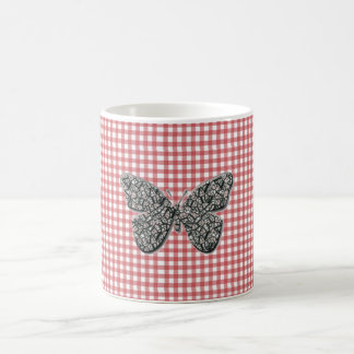 Elegant Butterfly On Red Gingham Coffee Mug
