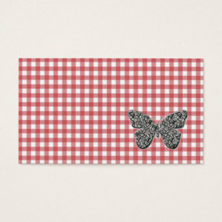Elegant Butterfly On Red Gingham compliments cards