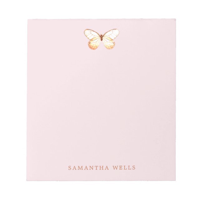 Elegant Butterfly Pink Personalized  Notepad (Front)