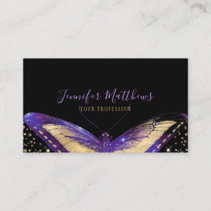 Elegant Butterfly Purple Gold Glitter Business Card
