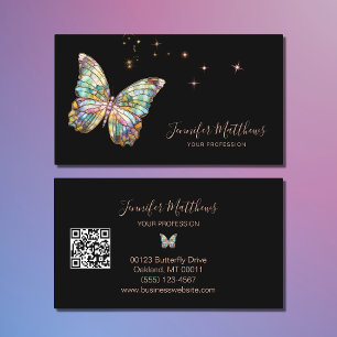 Elegant Butterfly QR Code Script Business Card