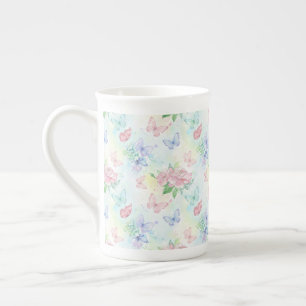 Elegant Butterfly Seamless Print Bone China Mug