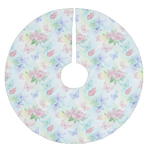 Elegant Butterfly Seamless Print Brushed Polyester Tree Skirt