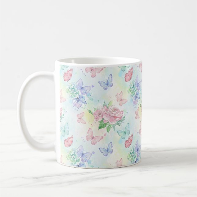 Elegant Butterfly Seamless Print Coffee Mug (Left)