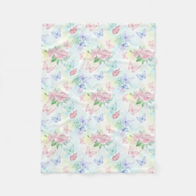 Elegant Butterfly Seamless Print Fleece Blanket (Front)