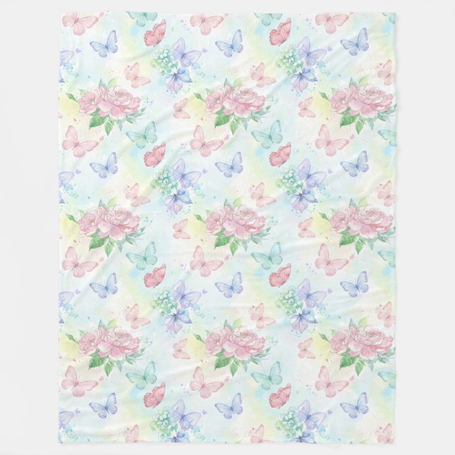 Elegant Butterfly Seamless Print Fleece Blanket (Front)