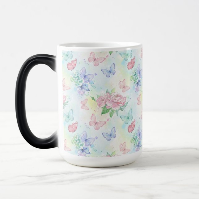 Elegant Butterfly Seamless Print Magic Mug (Left)