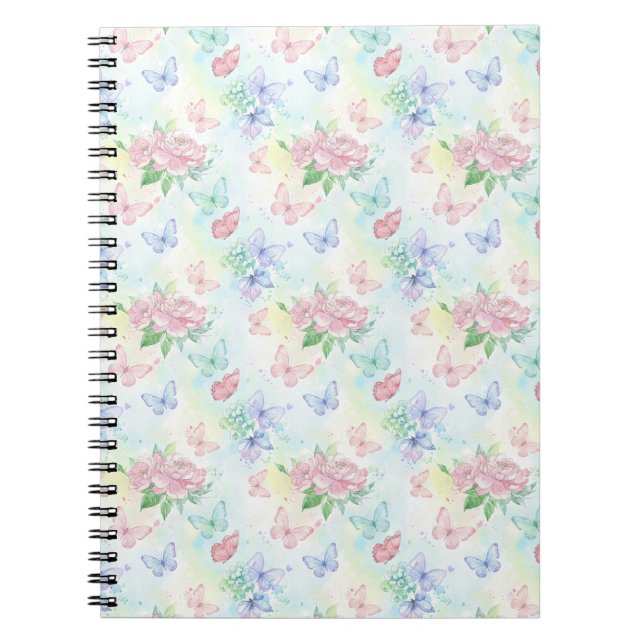 Elegant Butterfly Seamless Print Notebook (Front)
