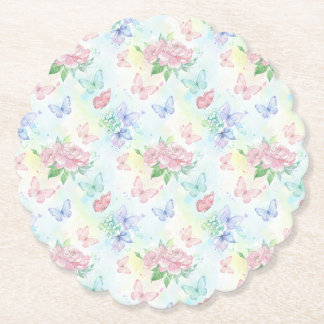 Elegant Butterfly Seamless Print Paper Coaster