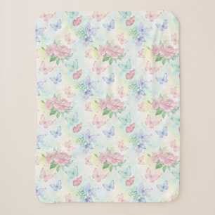 Elegant Butterfly Seamless Print Sherpa Blanket